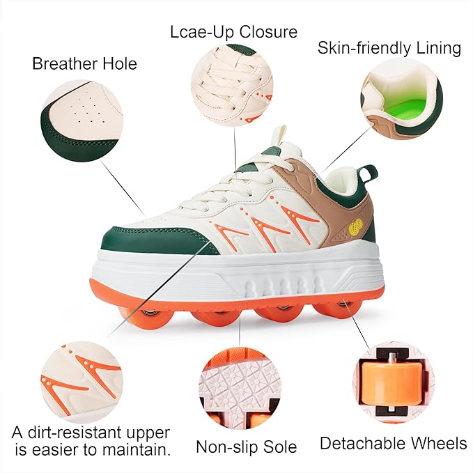 Roller Skate Shoes & Sneakers with Wheels, Outdoor Roller Skates for Girls Boys, Shoes with Wheels for Christmas Birthday Gift