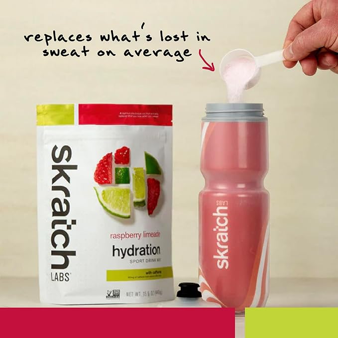 Skratch Labs Hydration Powder | Sport Drink Mix | Electrolytes Powder for Exercise, Endurance, and Performance | Raspberry Limeade with Caffeine | 20 Servings | Non-GMO, Vegan, Kosher