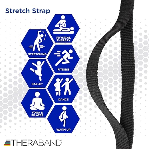 THERABAND Stretch Strap with Loops to Increase Flexibility, Dynamic Stretching Tool for Athletes Including Dancers, Cheerleaders, Gymnasts, Runners, Pilates and Yoga Elastic Stretch Out Band