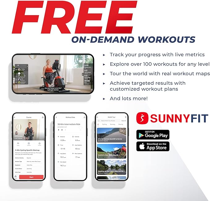 Sunny Health & Fitness Smart Recumbent Bike, Full-Body Home Training with Arm/Leg Exercisers, Indoor Cycling Workout Machine Plus Adjustable Seat & Bulit-in Pulse Sensors, Free SunnyFit App Connection