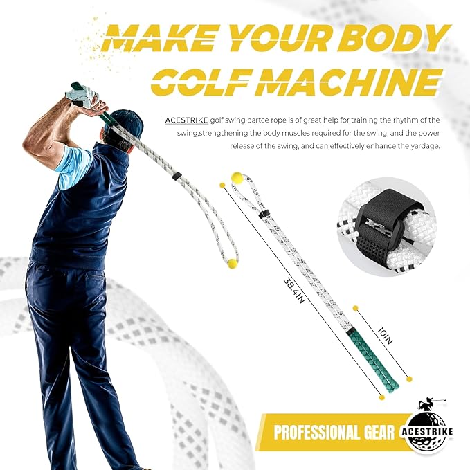Golf Rope Swing Trainer, Golf Tyro Posture Corrector Professional Golf Training Aid, Master Tempo Golf Warm-Up Practice Equipment with Weighted Ball for Golfers of All Levels