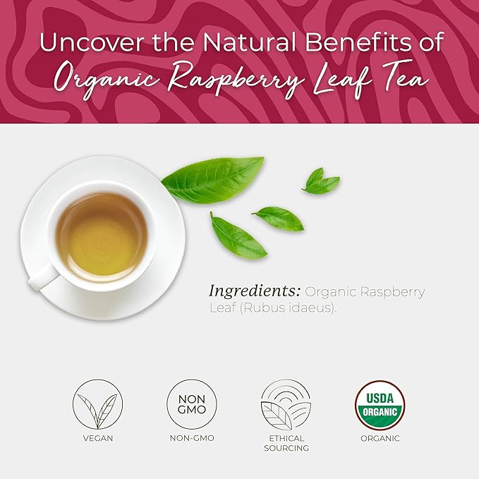 Starwest Botanicals Organic Raspberry Leaf Tea - Caffeine Free Herbal Tea, Supports Wellness for Women, String Free Sachets, USDA Organic Raspberry Leaf, Non GMO - 20 Tea Bags