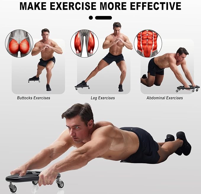 HOTWAVE Ab Roller Wheel for Core Workout – Extra-Wide Ab Exercise Equipment for Abs, Arms & Back – Stable & Quiet Fitness Roller for Home Gym Strength Training – Includes Knee Pad – For Men & Women