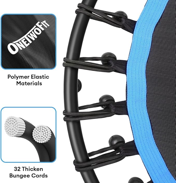 ONETWOFIT 42"/45" Rebounder Trampoline for Adults, Silent Mini Trampoline Indoor Exercise Fitness Trampoline Bungee Rebounder Workout Max Load 330lbs