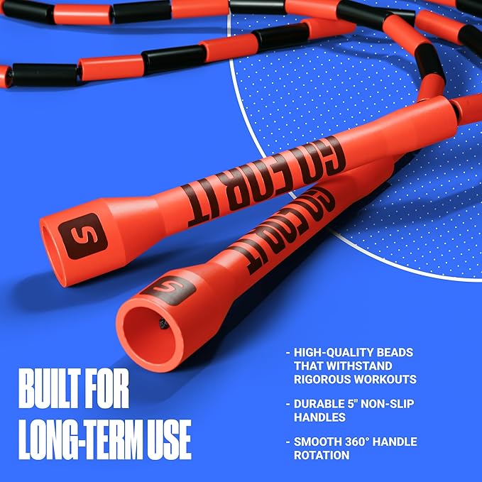 Sportbit Elite Beaded Jump Rope - Adjustable Speed Rope for Fitness, CrossFit, Boxing - Tangle-Free, Lightweight