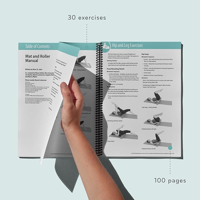 Balanced Body Mat and Roller Guide, Pilates Mat and Roller Guide for Workout Equipment, for Home Gym or Studio Use