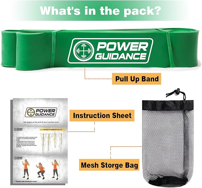 POWER GUIDANCE Pull Up Assist Bands - Stretch Resistance Band - Mobility Band - Powerlifting Bands - by Perfect for Body Stretching, Powerlifting, Resistance Training