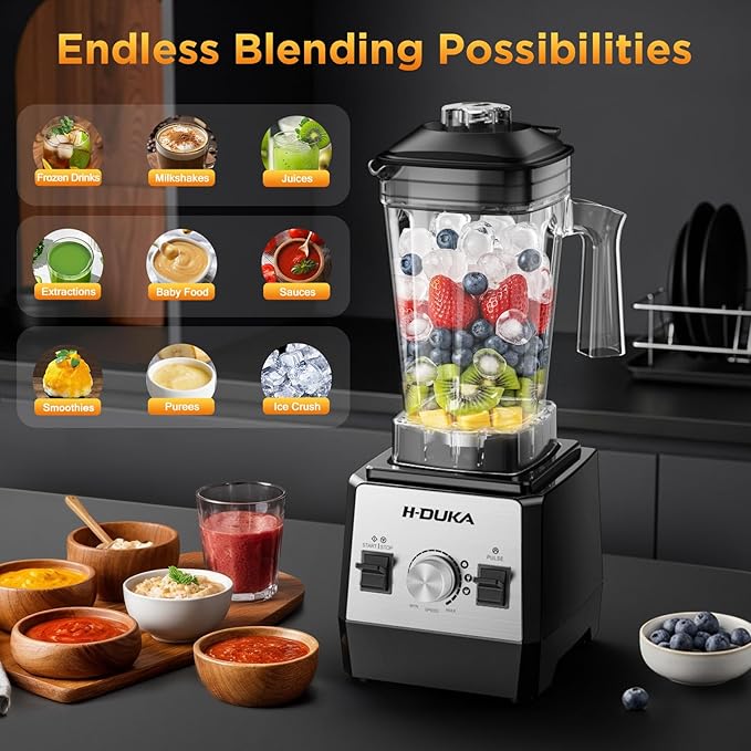 Smoothie Blender for Smoothies 1400 Watt High Speed Compact Blender 60oz Capacity BPA Free Countertop Blenders for Kitchen for Ice Crushing Frozen Drinks Puree Protein Shakes