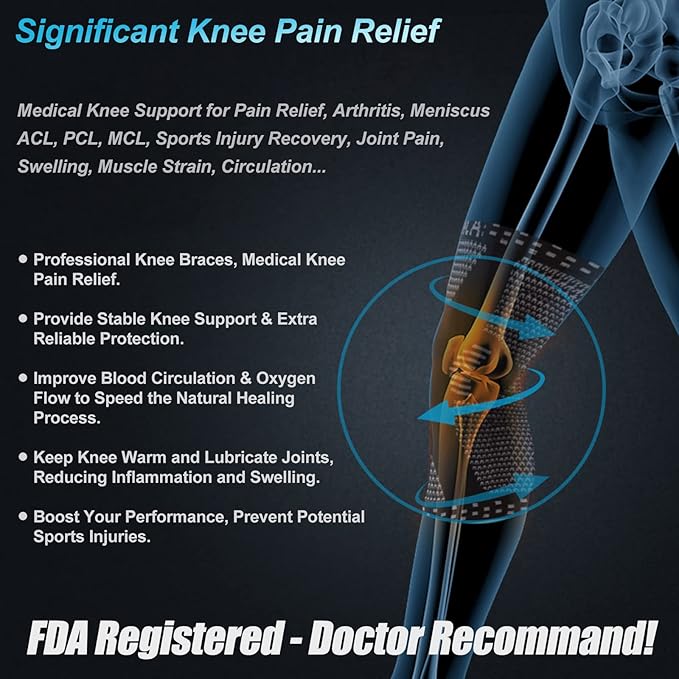 NEENCA Professional Knee Brace for Pain Relief, Medical Knee Support with Patella Pad & Side Stabilizers, Compression Knee Sleeve for Meniscus Tear, ACL, Joint Pain, Runner, Workout - FSA/HSA Eligible