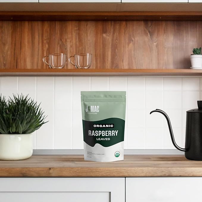 J Mac Botanicals Organic Raspberry Leaves, loose leaf tea 4 ounce