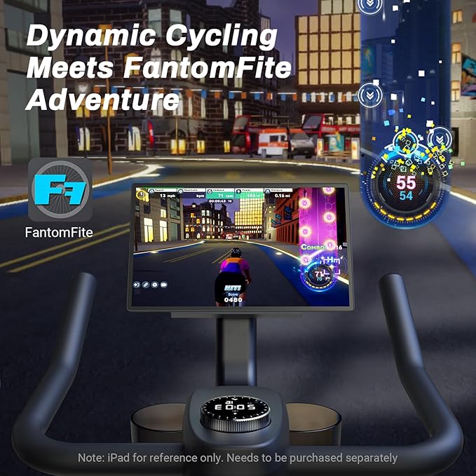 MERACH Exercise Bike, Brake Pad Stationary Bike with Exclusive App, Low Noise Indoor Cycling Bike with 300lbs Weight Capacity, Tablet Mount and Fitness Courses for Weight Loss