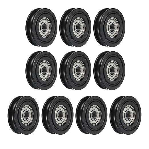 uxcell 10pcs U608ZZ Nylon Pulley U-Groove Ball Bearing 8x40x10mm U Groove Roller Wheel (GCr15) Chrome Steel Bearings, ABEC3