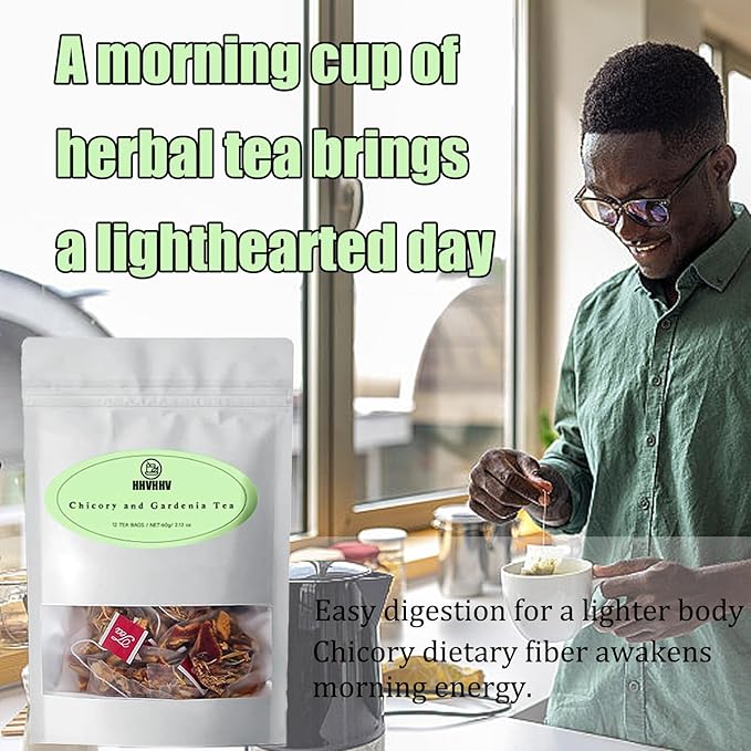 Detoxifying tea, Nature Chicory & Gardenia Herbal Tea -Herbal detox for weight management, metabolism, bloating, and healthy blood sugar maintenance, Natural Sugar-Free Herbal Tea (1pc)