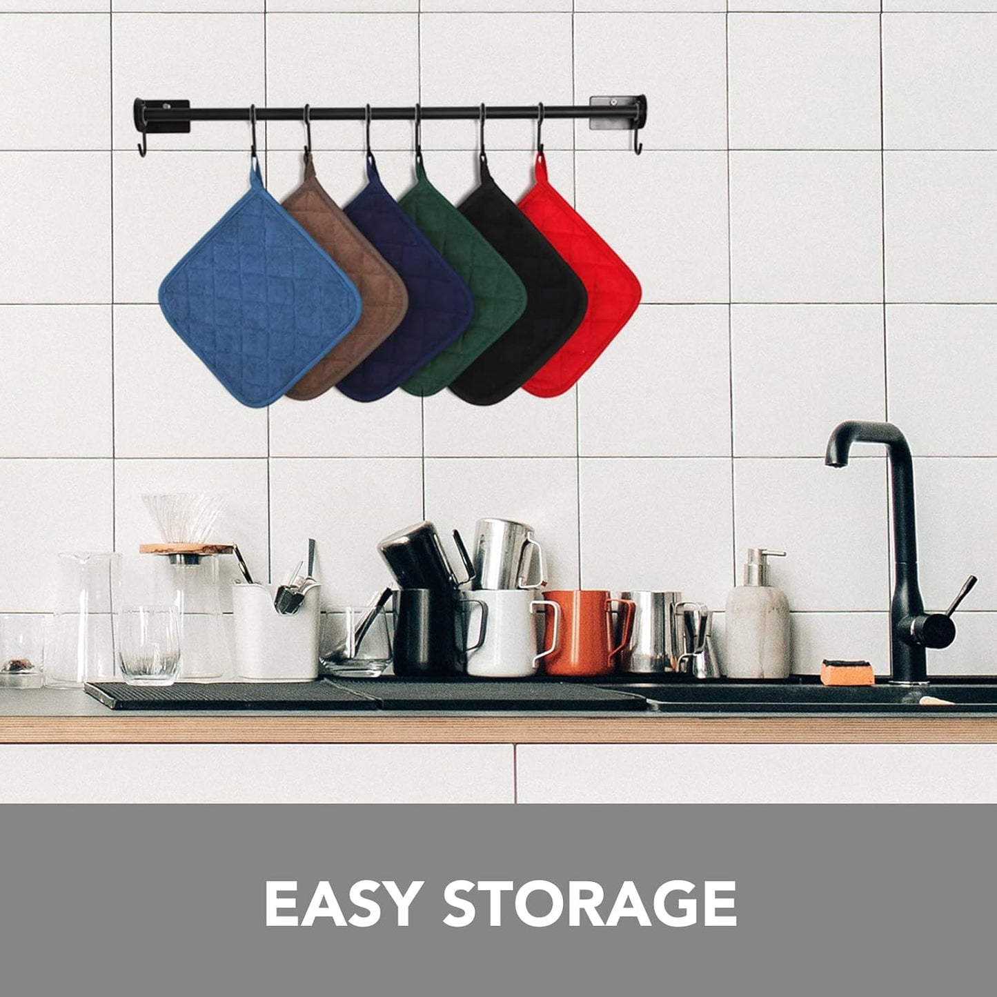 Joyhalo 4 Pack Pot Holders for Kitchen,Cotton Oven Holder with Great Heat Resistance,Non Slip Hot Pads for Kitchen Clearance,Spice