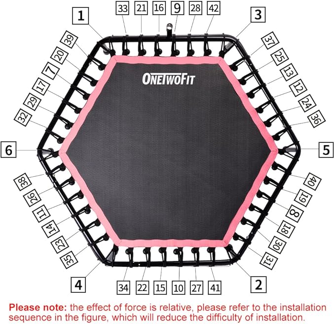 ONETWOFIT 48" Silent Mini Trampoline with Adjustable Handle Bar Fitness Trampoline Bungee Rebounder Jumping Cardio Trainer Workout for Adults