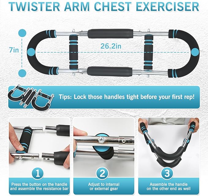 Twister Arm Trainer - Adjustable 60-100lbs Resistance Arm & Chest Workout Equipment for Home Gym Fitness , Arm Strengthener for Men, Power Twister Bar for Biceps, Forearm & Shoulder Training