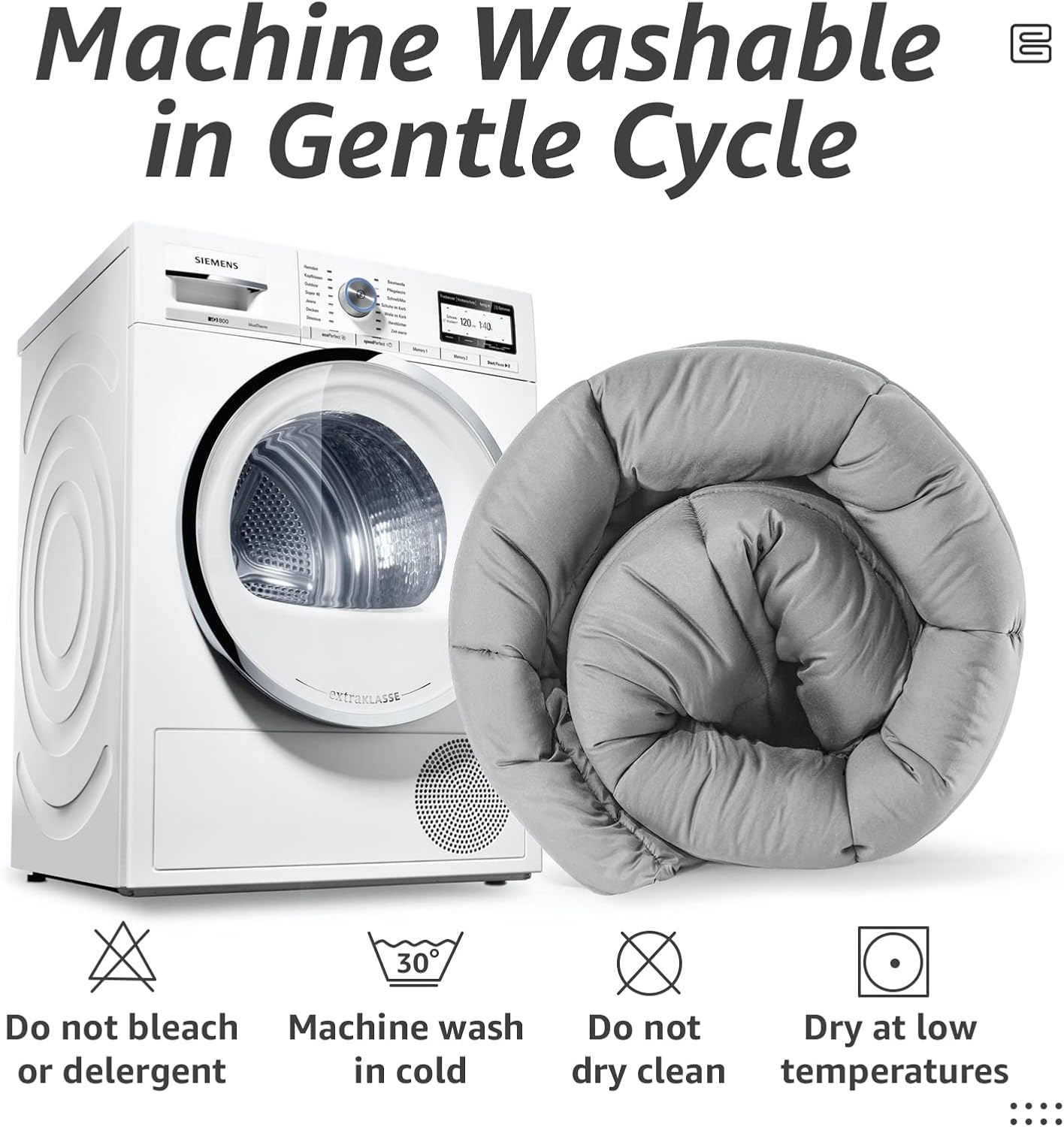 HYLEORY All Season California King Size Bed Comforter - Cooling Down Alternative Quilted Duvet Insert with Corner Tabs - Winter Warm - Machine Washable - Light Grey