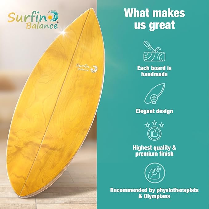 Board - unique board incl. corc roller, corc hemisphere and balance ball - surf balance board - balance training - balance board kids - balance board wood