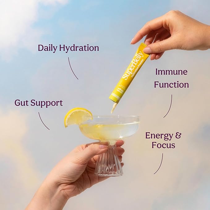 Blume New SuperBelly Gut Health and On-The-Go Hydration Packets, Sugar-Free, with Prebiotics, Probiotics, Apple Cider Vinegar, Vitamin C, and Electrolytes, Lemon Ginger, 15 Sticks