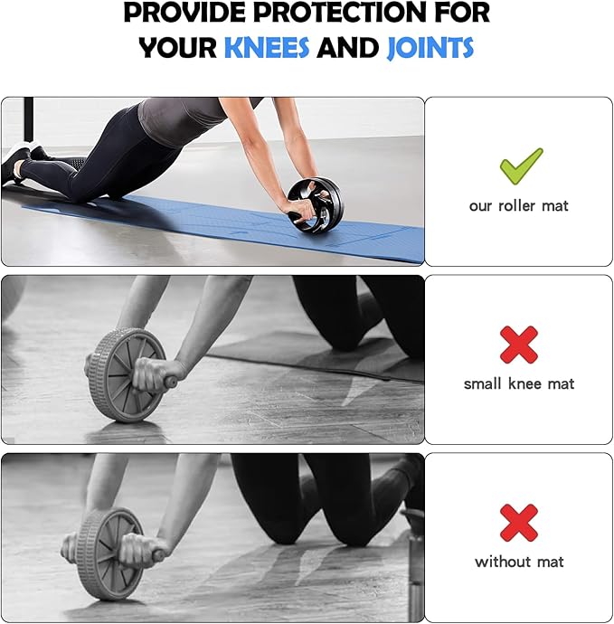 Exercise Equipment Mat for Ab Roller Wheel, Non Slip Abdominal Knee Mat, 6mm Thick Home Gym Floor Pad for Yoga, Pilates, Skipping, 72"L X 24"W X 0.24"Th, TPE