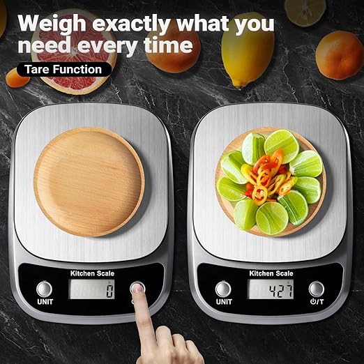 Food Kitchen Scale Digital Weight Grams and Oz,Professional Digital Kitchen Food Scales 10kg/1g for Weight Loss Dieting Baking Cooking,Stainless Steel Weighing Platform,LCD Display