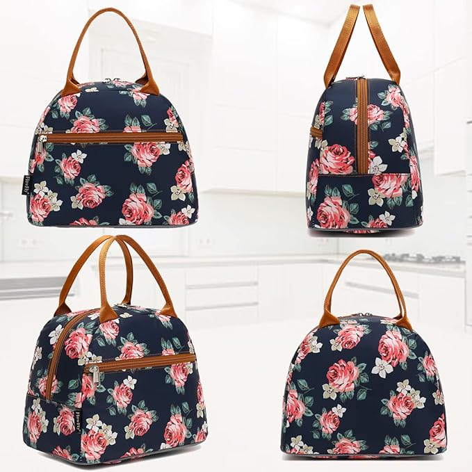 FlowFly Insulated Lunch Cooler Bag - Tote Bag Organizer for Women/Men, Rose