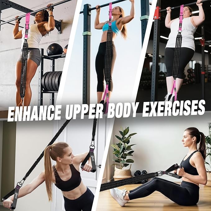 Pull Up Assistance Bands,Up to 300 lbs Assistance,Adjustable Heavy Duty 4 Resistance Bands for Pull up, with Feet/Knee Rest, Handle and Door Anchor for Home Gym Fitness Exercise Strength Training