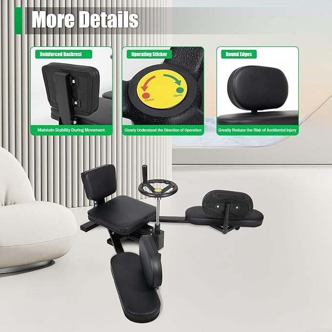 Black Leg Stretcher, 220.46lbs Splits Machine for Flexibility Kids Adults, Leg Split Stretcher Machine, Heavy Duty Steel Frame Leg Stretching Training Machine for Home Yoga Dance Gym Fitness