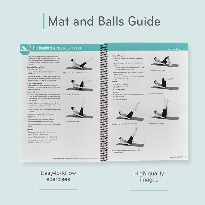 Balanced Body Mat and Ball Guide, Ball and Mat Pilates Guide for Workout Equipment, for Home Gym or Studio Use