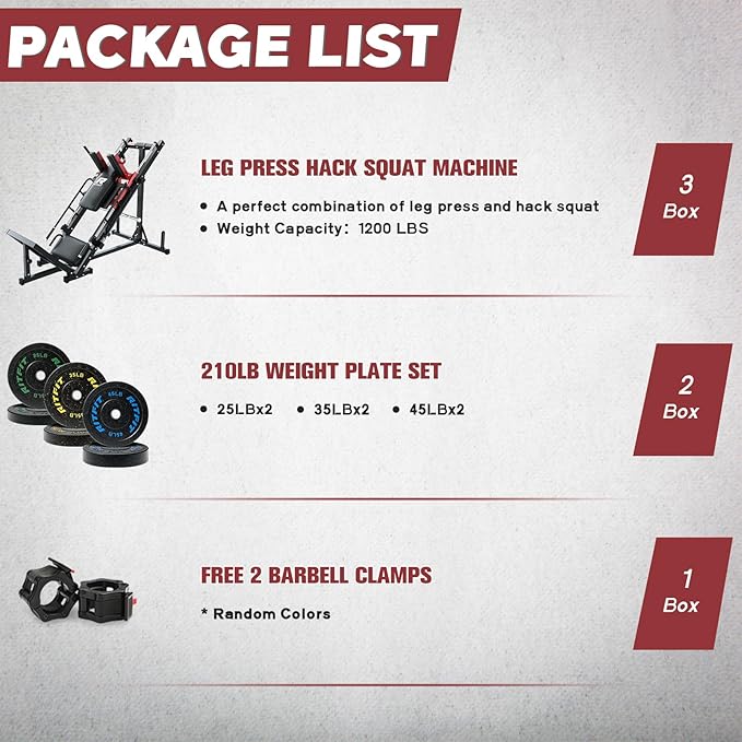 RitFit Adjustable Leg Press and Hack Squat Machine with Weight Plate Set, Professional Home Gym Equipment with Linear Bearings, Specialized for Complete Lower Body Workouts and Weight Storage Posts