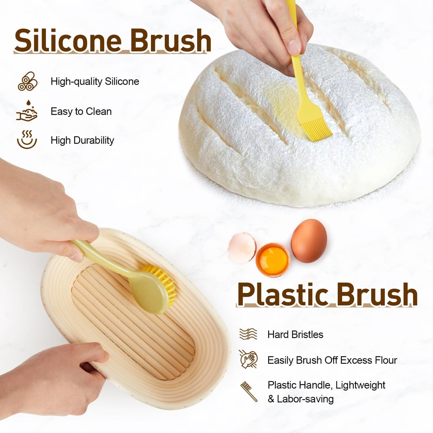 Banneton Bread Proofing Basket with 10 Inch Oval Bread Proofing Basket, Sourdough Banneton Basket for Artisan Baking, Sourdough Starter Kit & Sourdough Bread Baking Supplies for Home Bakers