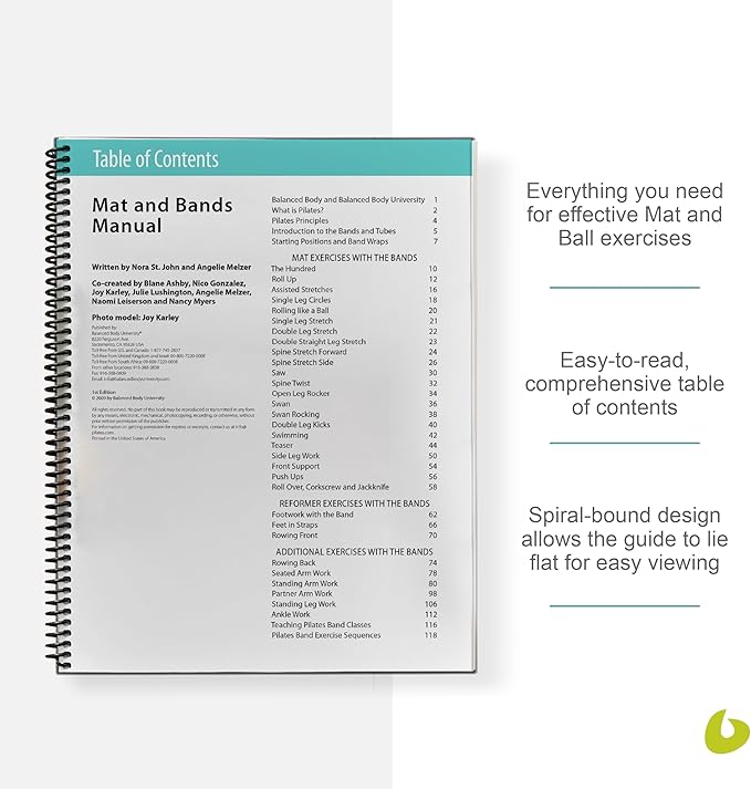 Balanced Body Mat and Bands Guide, Pilates Mat and Bands Guide for Workout Equipment, for Home Gym or Studio Use