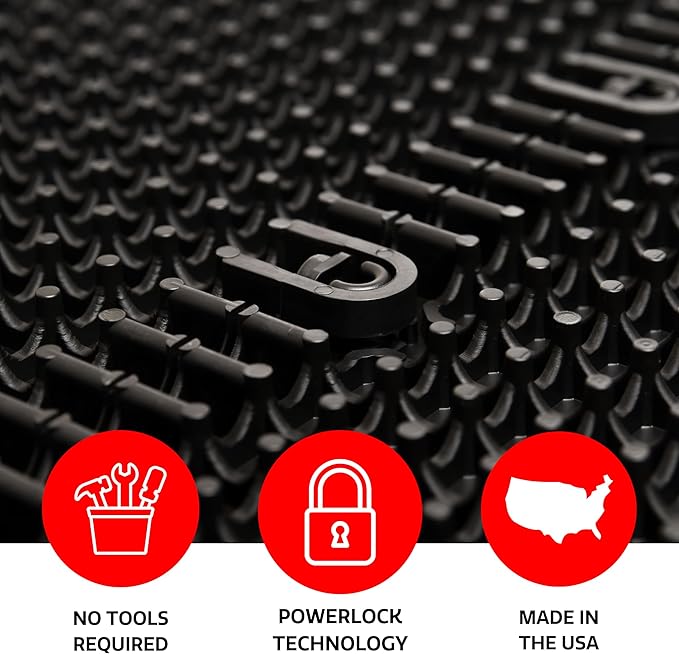 Big Floors 3X3LUXBLAKFLOOR Modular Interlocking Lightweight Plastic Dance Floor Kit (3' x 3'), Luxury Black, 21 Piece