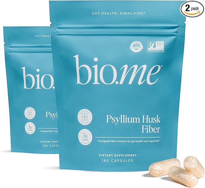 Psyllium Husk Fiber Capsules 2pk - Gluten-Free Fiber Supplement for Women & Men - Psyllium Husk Capsules for Healthy Digestion, Bowel Regularity, & Bloating Relief - 60 Servings