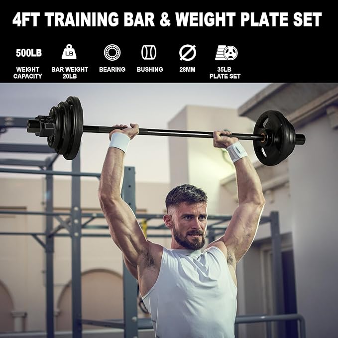 LIONSCOOL Premium 4ft/4.9ft/6ft Barbell for Strength Training and Olympic Weightlifting, 2 Inch Bar for Squats, Curls, Deadlifts, Presses, Hip Thrusts, 350lbs/500lbs/700lbs Weight Capacity