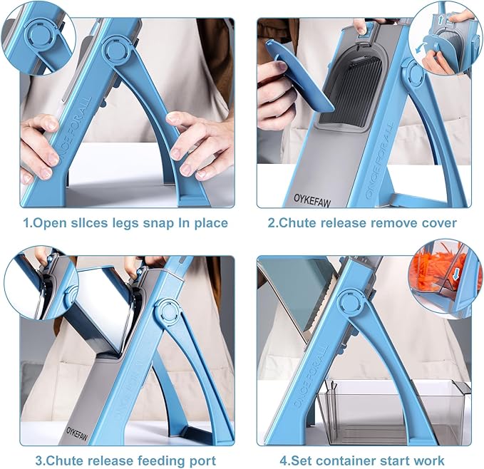 Mandoline Slicer & Spiralizer slicer for kitchen, French Fry Cutter, vegetable slicer, Potatoes chopping with Thickness Adjuster, Veggie Dicer,Zucchini,Faster Kitchen Slicer for Meal Prep