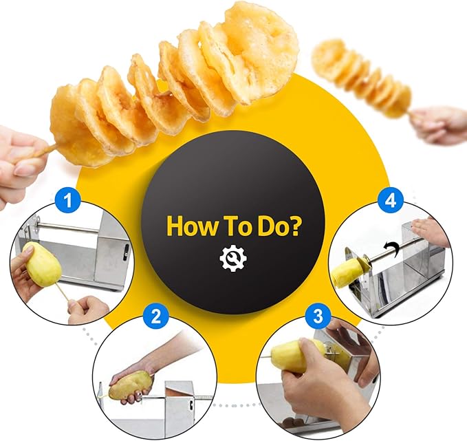 RioRand Manual Stainless Steel Twisted Potato Slicer Spiral Potato Cutter French Fry Graters Potato Tornado Twister