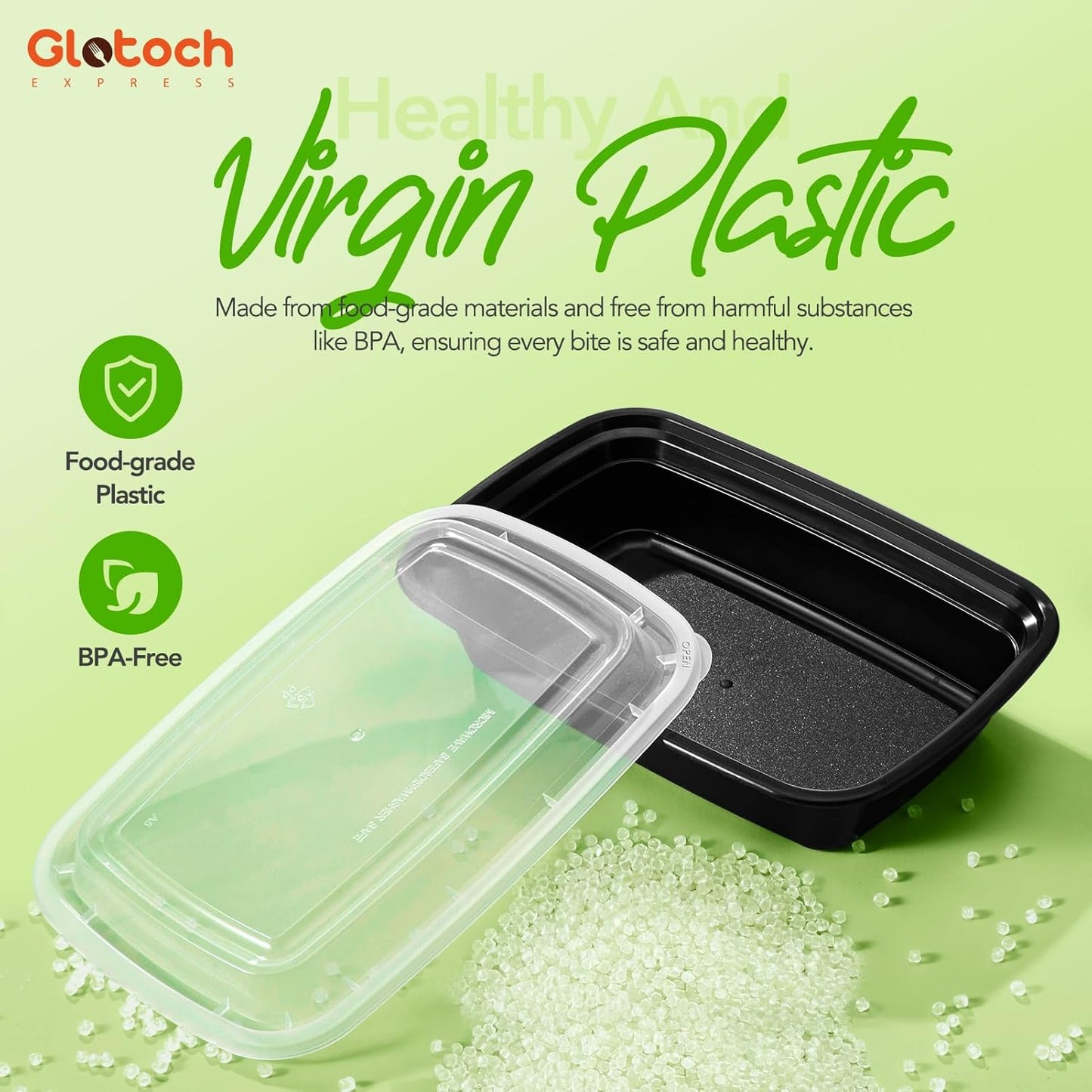 Glotoch 32oz Meal Prep Containers, 10 Pack (20-Piece) Reusable Food Prep Containers with Lids Microwave, Freezer, Dishwasher Safe Leakproof Durable Plastic Food Storage Bento Box To Go Take Out