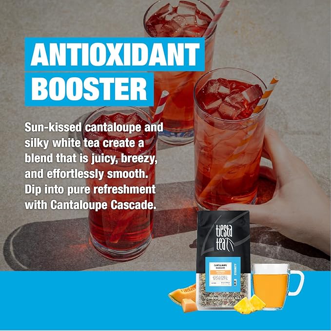 Tiesta Tea - Cantaloupe Cascade Tea, Loose Leaf, Fresh Melon White Tea, Premium Low Caffeine Tea Blend, Make Hot or Iced & Up to 200 Cups, 16 oz Resealable Bulk Pouch