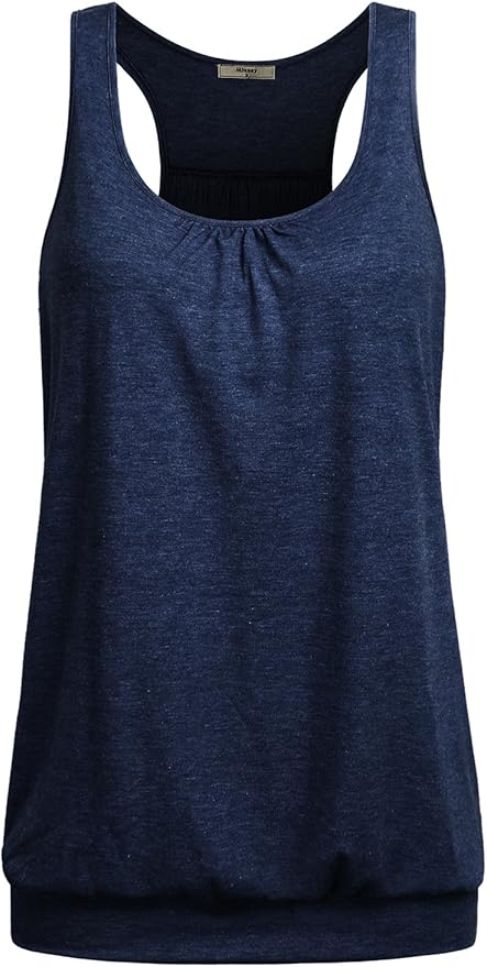 Miusey Womens Sleeveless Round Neck Loose Fit Racerback Yoga Tank Top