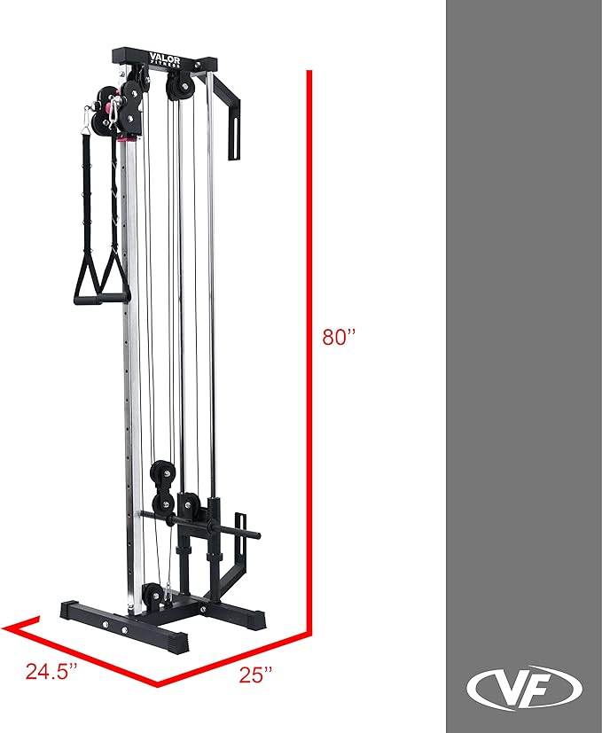 Valor Fitness BD-62 Wall Mounted Cable Machine with Adjustable Dual Pulley System Functional Home Gym Workout Equipment