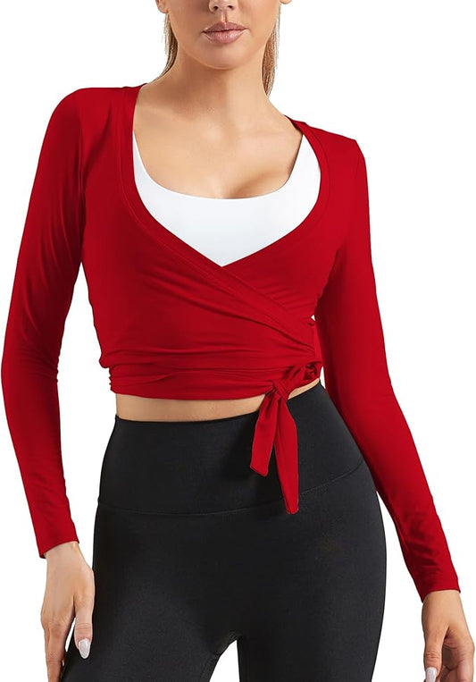 Women Tie Front Shrug Long Sleeve Bolero Cardigan Lightweight Casual Tops