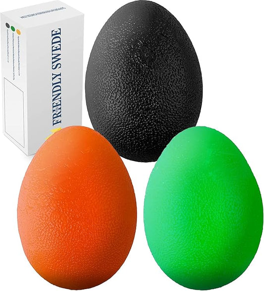 The Friendly Swede Stress Balls for Adults - 3 Squeeze Balls for Hand Therapy, Stress Relief & Strength; 3 Resistance Levels