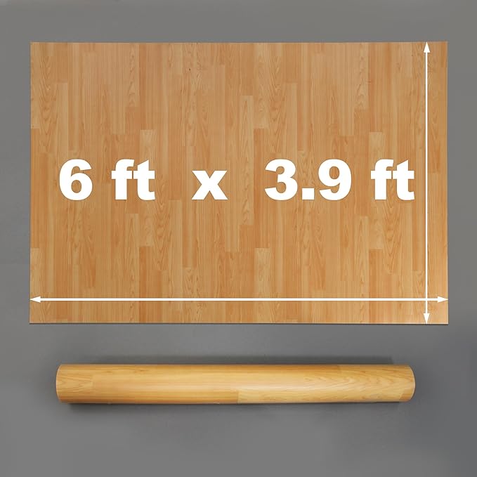 Ballet Dance Floor for Home Practice – 6'x3.9' Portable Ballet Floor - Vinyl Mat, Non-Slip, Cushioned 0.2" for Barre & Floor Practice, Easy to Clean