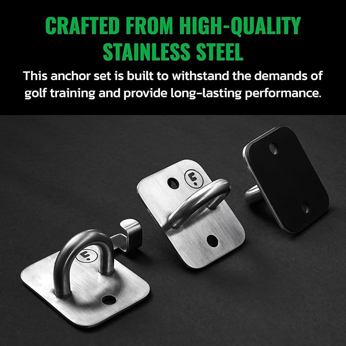 GolfForever Wall Anchor Set Proven by Golfer Scottie Scheffler | Golf Swing Training Wall Anchor Point | Premium Golf Training Workout Exercise Equipment to Expand Movements | 3-Pack | 6 Lag Screws