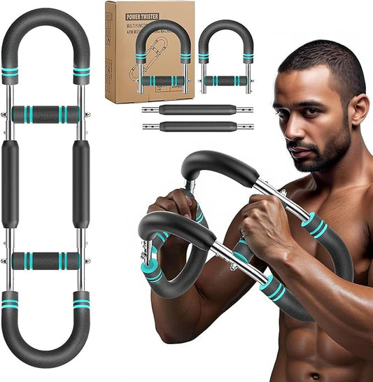Twister Arm Trainer, Adjustable Chest Workout Equipment Upper Body Strength Training, Portable Power Twister Bar with Detachable Design, Arm Trainer, Home Gym & Travel Fitness Tool