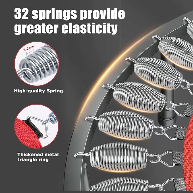 Rebounder Trampoline for Adults, 40"/50" Foldable Spring Fitness Trampoline - 450 lbs Capacity, Quiet & Stable Indoor/Outdoor Exercise Equipment for Cardio Workout