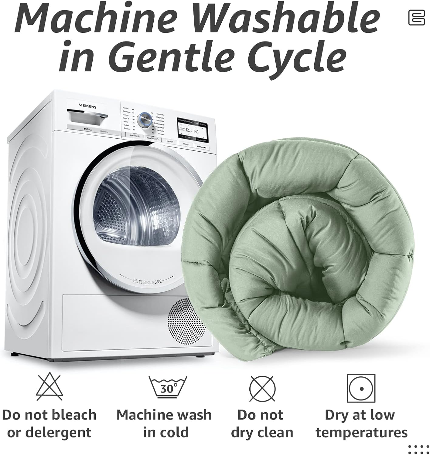 HYLEORY All Season Twin Size Bed Comforter - Cooling Down Alternative Quilted Duvet Insert with Corner Tabs - Winter Warm - Machine Washable - Sage Green