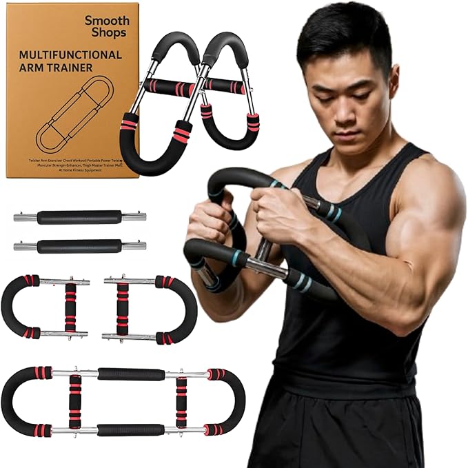 Twister Arm Trainer – Adjustable Resistance Chest Expander & Forearm Strengthener – Steel Core Upper Body Workout Bar for Arms, Wrists, Shoulders & Home Gym Fitness