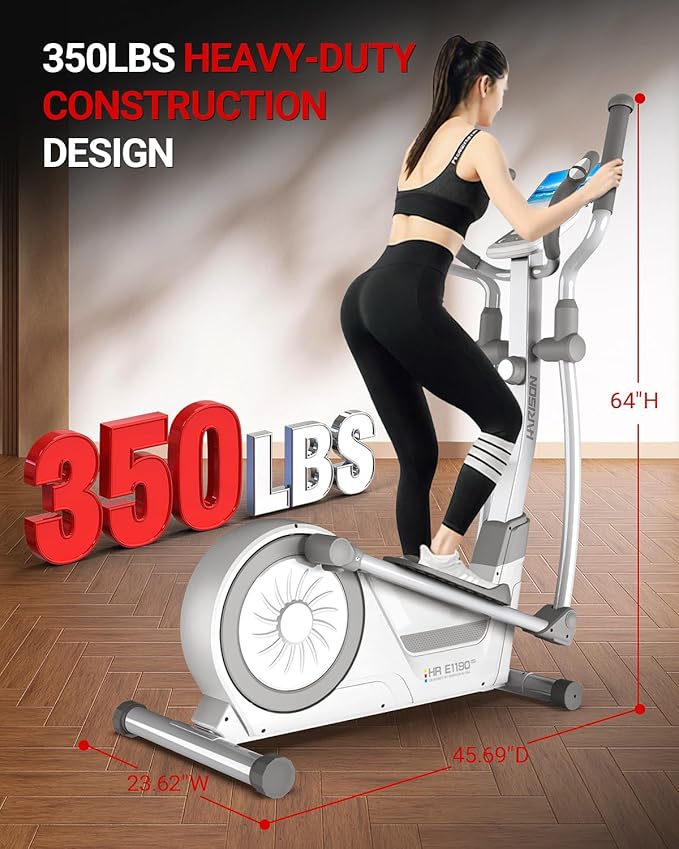 HARISON Elliptical Machine for Home 350 LBS Capacity, Magnetic Elliptical Exercise Machine with 16-Level Resistance Control, Elliptical Trainer with HARISON Bluetooth